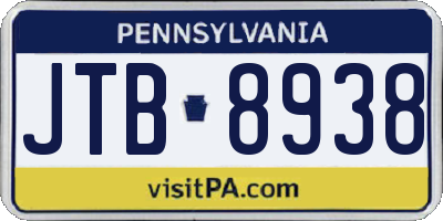 PA license plate JTB8938