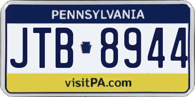 PA license plate JTB8944