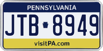 PA license plate JTB8949