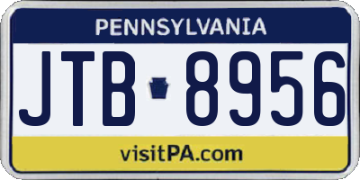 PA license plate JTB8956