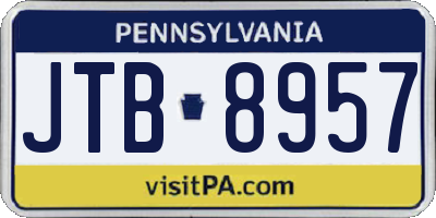 PA license plate JTB8957