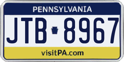 PA license plate JTB8967