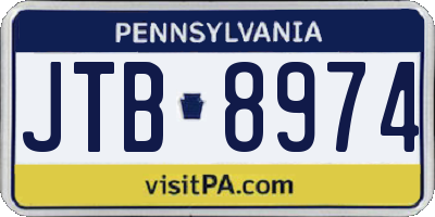 PA license plate JTB8974