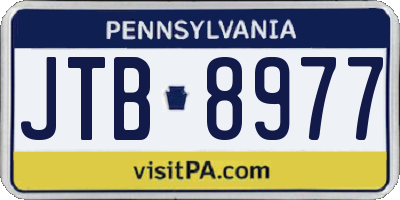 PA license plate JTB8977