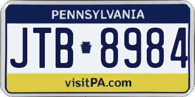 PA license plate JTB8984