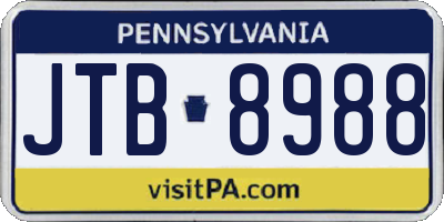 PA license plate JTB8988