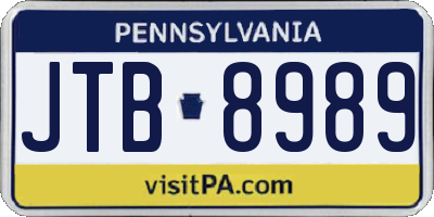 PA license plate JTB8989
