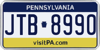 PA license plate JTB8990