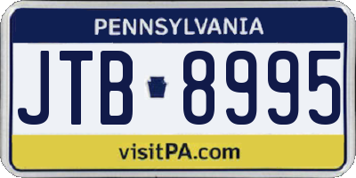 PA license plate JTB8995