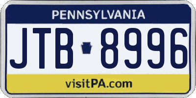 PA license plate JTB8996