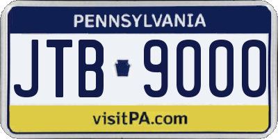 PA license plate JTB9000