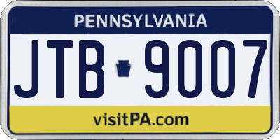 PA license plate JTB9007