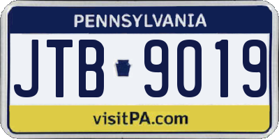 PA license plate JTB9019