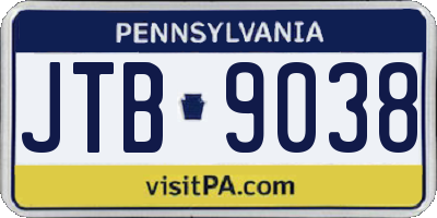 PA license plate JTB9038