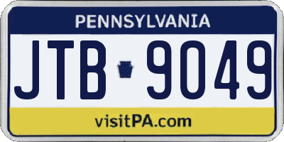 PA license plate JTB9049