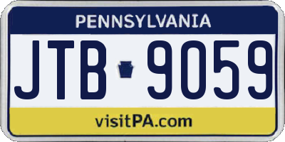 PA license plate JTB9059