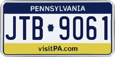 PA license plate JTB9061