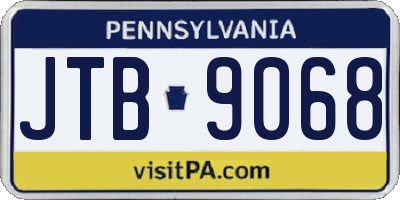 PA license plate JTB9068