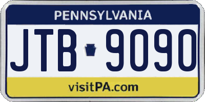 PA license plate JTB9090