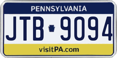 PA license plate JTB9094