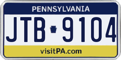 PA license plate JTB9104