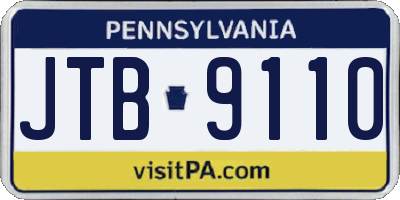 PA license plate JTB9110