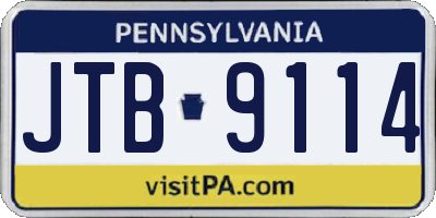 PA license plate JTB9114