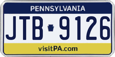 PA license plate JTB9126