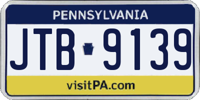 PA license plate JTB9139