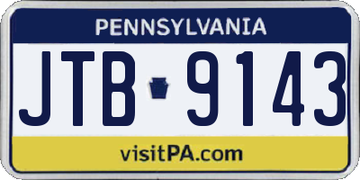 PA license plate JTB9143