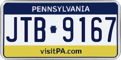 PA license plate JTB9167