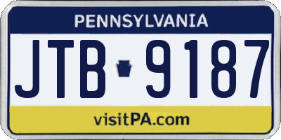 PA license plate JTB9187