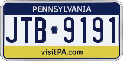 PA license plate JTB9191