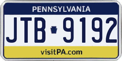 PA license plate JTB9192