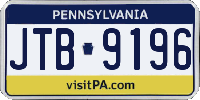 PA license plate JTB9196