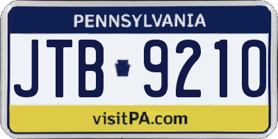 PA license plate JTB9210