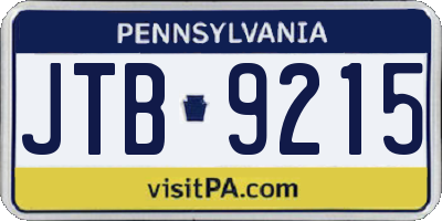PA license plate JTB9215