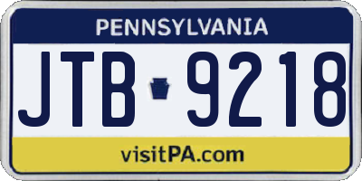 PA license plate JTB9218