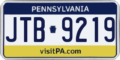 PA license plate JTB9219