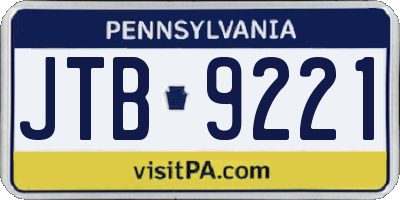 PA license plate JTB9221
