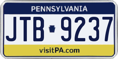 PA license plate JTB9237