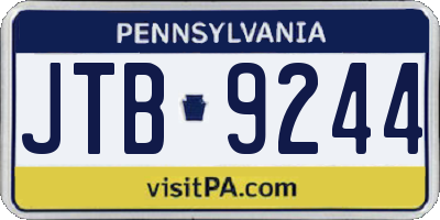 PA license plate JTB9244
