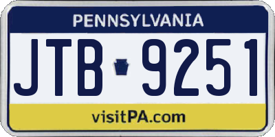 PA license plate JTB9251