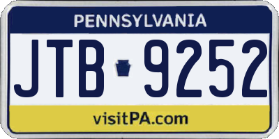 PA license plate JTB9252