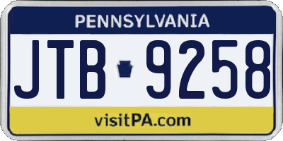 PA license plate JTB9258