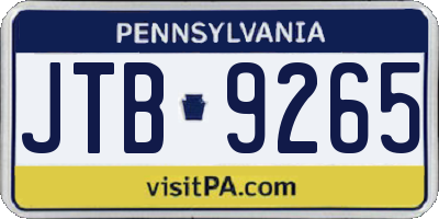 PA license plate JTB9265