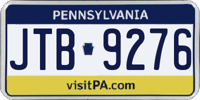 PA license plate JTB9276