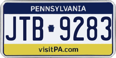 PA license plate JTB9283