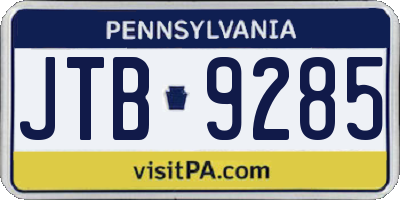 PA license plate JTB9285