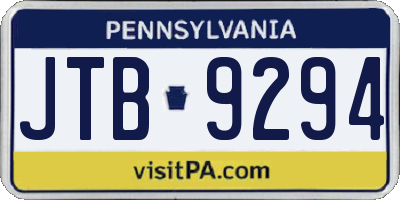 PA license plate JTB9294